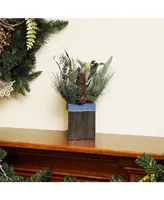 Northlight 13" Square Potted Frosted Blueberry and Pine Artificial Christmas Arrangement