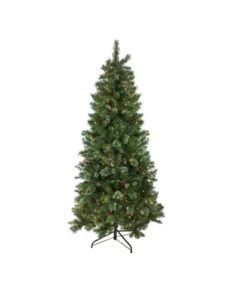 Northlight 7.5' Pre-Lit Multi-Color Glittered Mixed Pine Medium Artificial Christmas Tree - Clear Lights