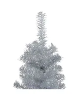 Northlight 4' Holographic Silver Tinsel Slim Artificial Christmas Tree - Unlit