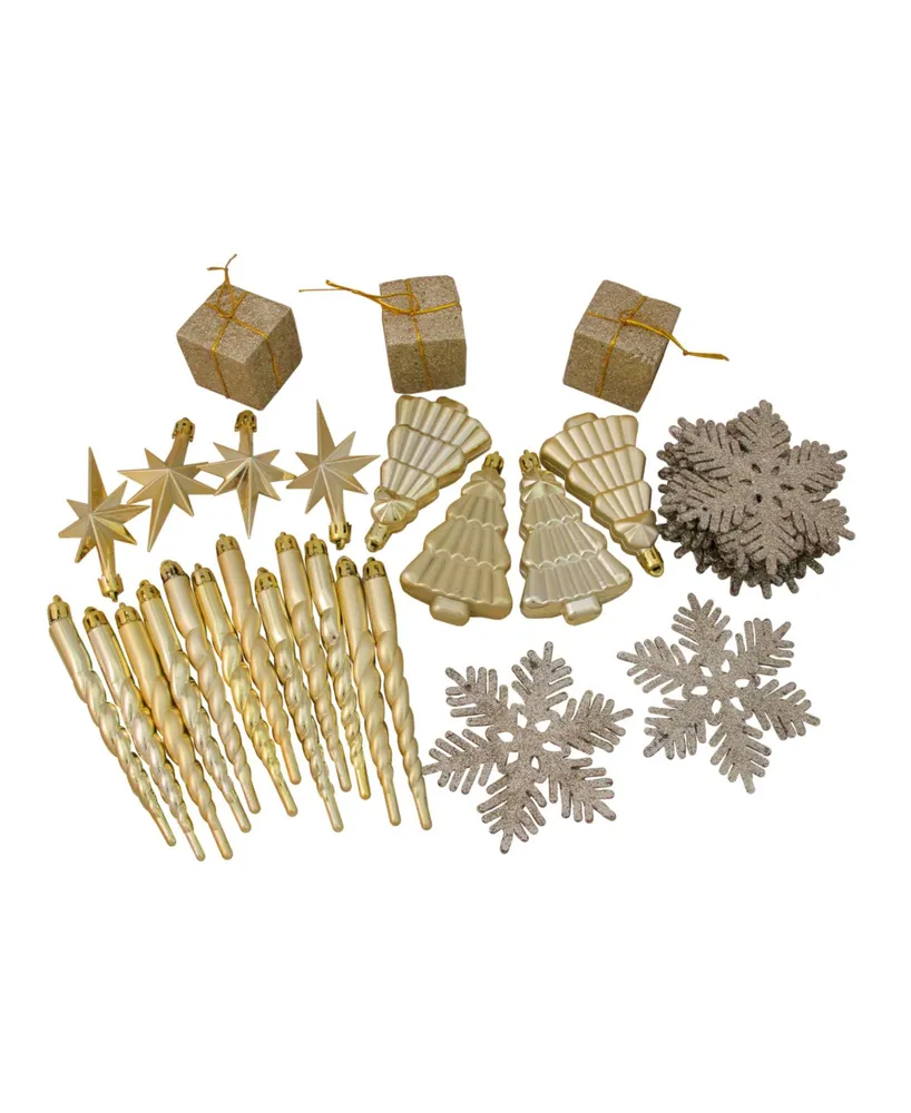 Northlight 125ct Champagne Gold Shatterproof 4-Finish Christmas Ornaments