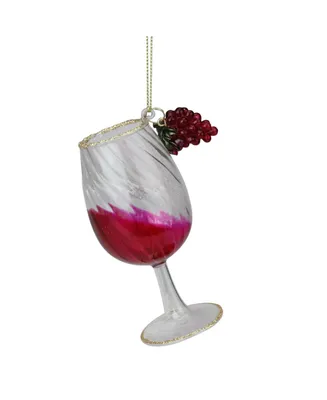 Northlight 4.25" Gold Glittered Red Wine Glass Christmas Ornament