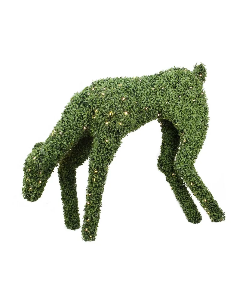 Northlight 42" Pre-Lit Boxwood Feeding Reindeer Outdoor Christmas Decoration - Warm White Led Lights