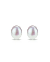 White Freshwater Cultured Pearl (11-11.5 mm) Strand Necklace and Stud Earrings Set in 14k Yellow Gold