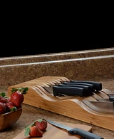 Bambusi In-Drawer Knife Block - Bamboo Knife Drawer Organizer for Kitchen | Fits 5 Long + 6 Short Knives