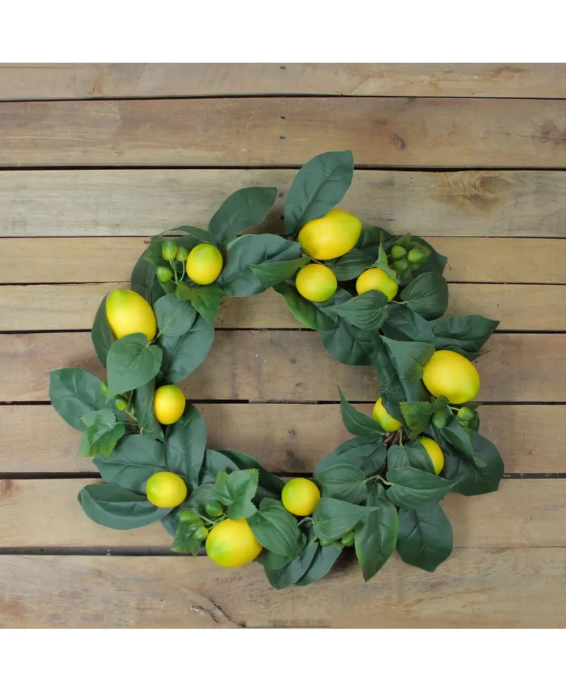 Northlight Lemon and Green Foliage Spring Wreath 22-Inch