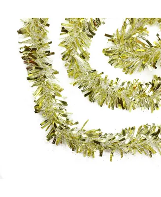 Northlight 50' Gold and White Wide Cut Christmas Tinsel Garland - Unlit