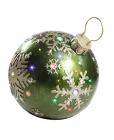 Northlight 18" Led lighted Green Jeweled Commercial Grade Christmas Ball Ornament with Snowflake