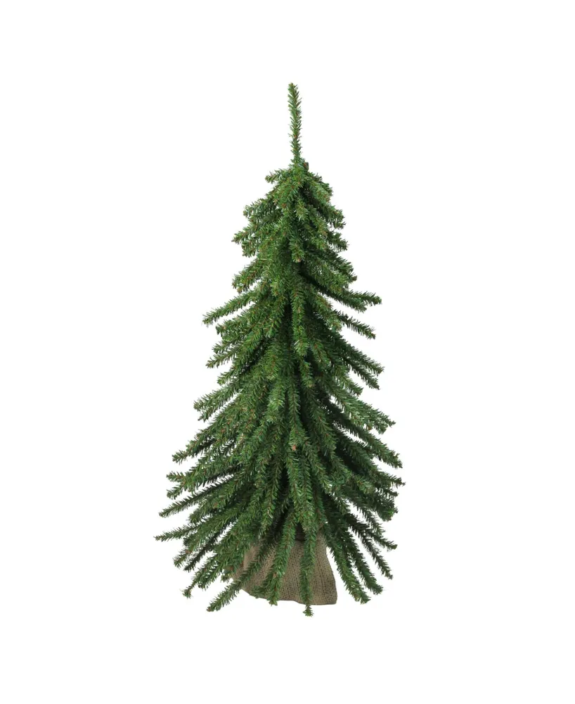 Northlight 2' Downswept Mini Village Pine Artificial Christmas Tree in Burlap Base - Unlit