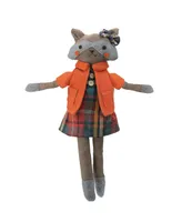 Northlight 17" Brown and Orange Sitting Girl Herringbone Design Fox Plush