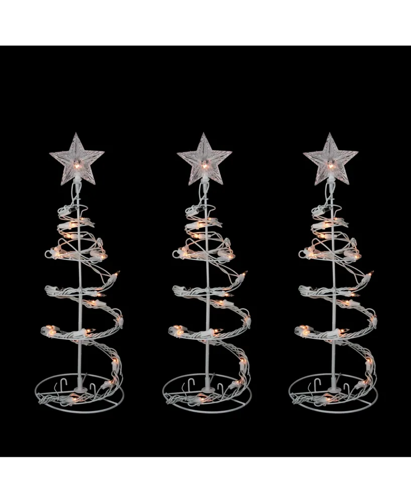 Northlight Set of 3 Clear Lighted Spiral Cone Walkway Christmas Trees Outdoor Decorations 18"