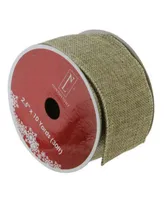 Northlight Faded Green and Brown Burlap Wired Christmas Craft Ribbon 2.5" x 10 Yards