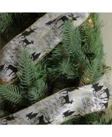 Northlight White and Black Playful Reindeer Wired Christmas Craft Ribbon 2.5" x 10 Yards