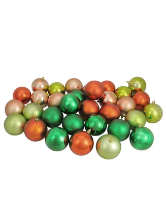 Northlight 32ct Xmas Green/Almond/Kiwi/Burnt Orange Shatterproof Christmas Ball Ornaments 3.25"