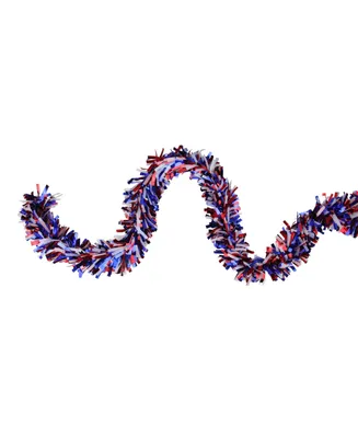 Northlight 12' Red White and Blue Wide Cut Patriotic Tinsel Christmas Garland - Unlit