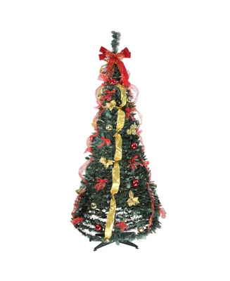 Northlight 6' Pre-Lit Red and Gold Decorated Pop-Up Artificial Christmas Tree
