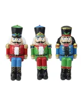 Northlight Set of 3 Red Blue and Green Nutcracker Christmas Stocking Holders 7.5"