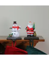Northlight Set of 2 Santa and Snowman Christmas Stocking Holders 7"