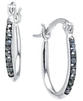 Crystal Oval Hoop Earrings Sterling Silver or 14k Gold-Plated Silver. Available Clear, Gray Blue