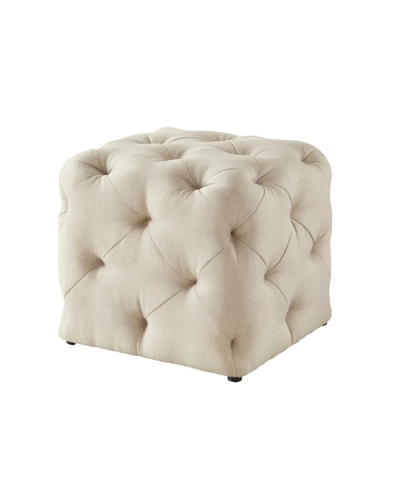 Inspired Home Angel Upholstered Tufted Allover Cube Ottoman