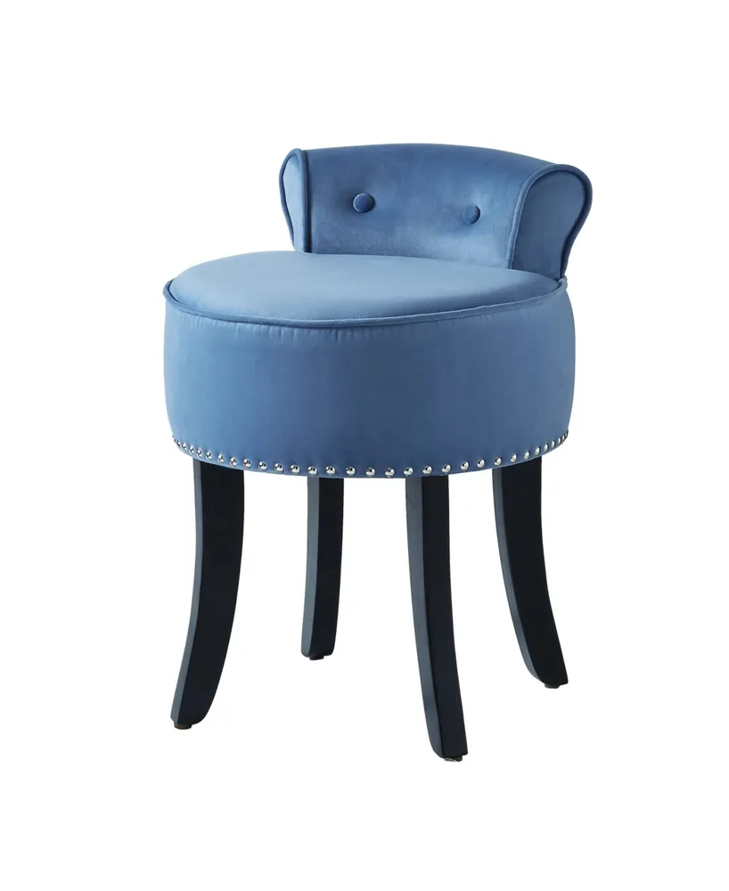 Inspired Home Taylor Upholstered Vanity Stool with Nailhead Trim