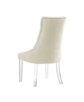 Inspired Home Marilyn Button Tufted Dining Chair with Acrylic Legs Set of 2