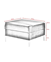 Inspired Home Giovanni Velvet Square Storage Ottoman with Metal Y-Legs