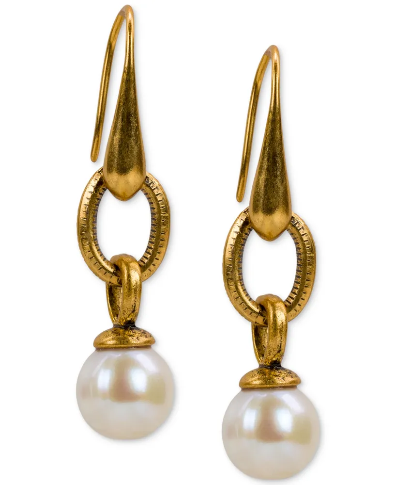 Patricia Nash Gold-Tone Imitation Pearl Drop Earrings