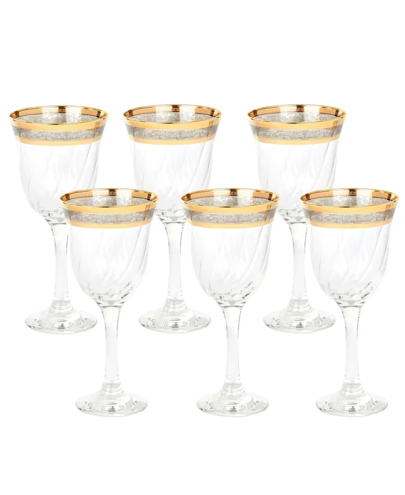 Lorren Home Trends Melania Collection Smoke White Wine Glasses, Set of 6