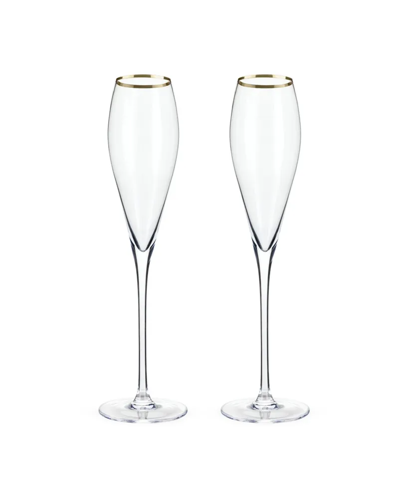 Viski Gold-Rimmed Crystal Champagne Flutes Set of 2, 8 Oz