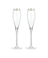 Viski Gold-Rimmed Crystal Champagne Flutes Set of 2, 8 Oz