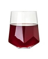 Viski Raye Faceted Crystal Wine Glass, Set of 2, 20 Oz
