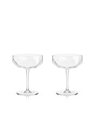 Viski Raye Faceted Crystal Coupe, Set of 2, 7 Oz