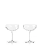 Viski Raye Faceted Crystal Coupe, Set of 2, 7 Oz