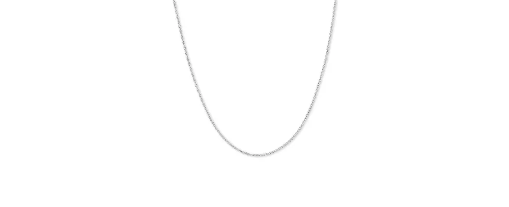 14k White Gold Necklace, 16" Light Rope Chain (1mm)