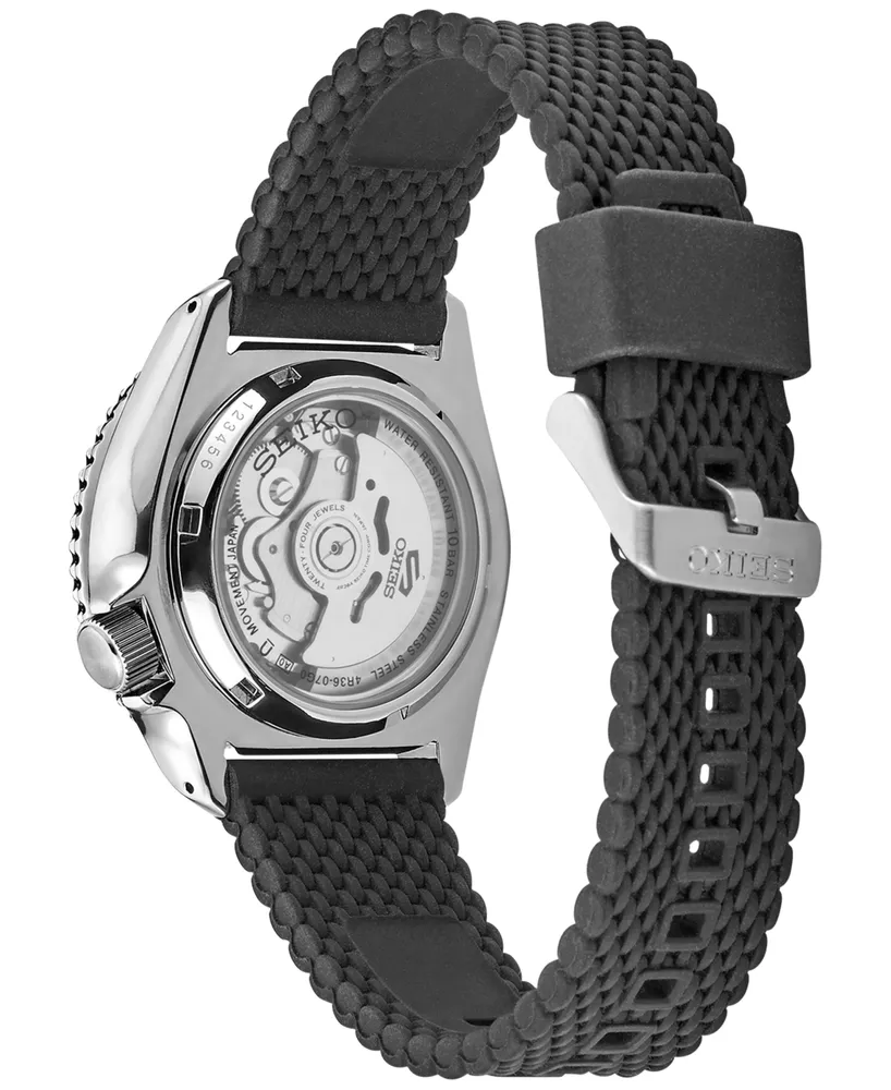 Seiko Men's Automatic Sport Black Silicone Mesh Strap Watch 42.5mm