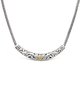 Devata Bali Filgree with Dragon Bone Chain Necklace in Sterling Silver with 18K Gold, 16 in adj to 18 in
