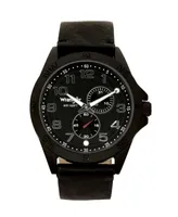 Wrangler Men's Black Faux Leather Strap Watch, 48MM