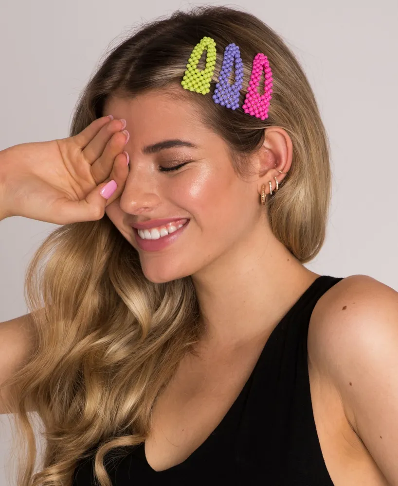 Soho Style Beaded Neon Hair Clip 3 Piece Set