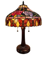 Amora Lighting Tiffany Style Roses and Butterflies Table Lamp