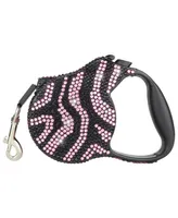 Parisian Pet Crystal Zebra Pink Retractable Dog Leash