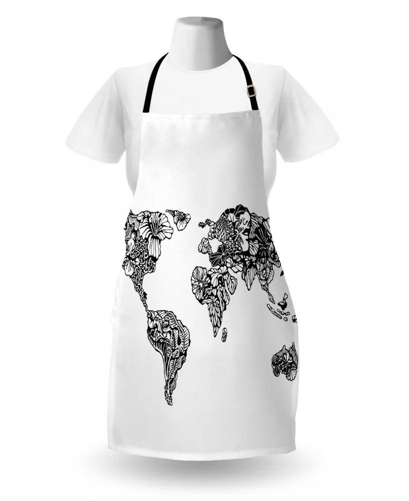 Ambesonne Floral World Map Apron