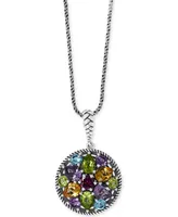 Effy Multi-Gemstone Disc 18" Pendant Necklace (7-1/3 ct. t.w.) in Sterling Silver