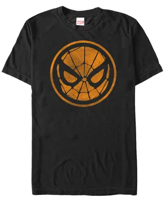 Marvel Men's Spider-Man Distressed Orange Mask Logo Short Sleeve T-Shirt