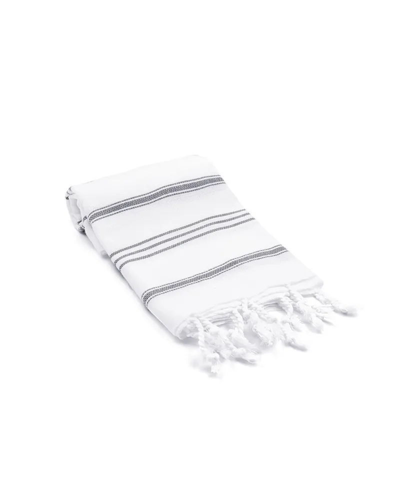 Hand Towels: Turkish Cotton Hand Towel Peshtemals - Olive and Linen