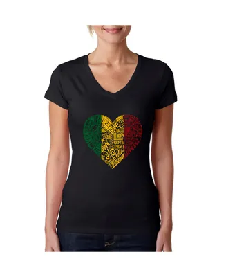 La Pop Art Women's Word V-Neck T-Shirt - One Love Heart