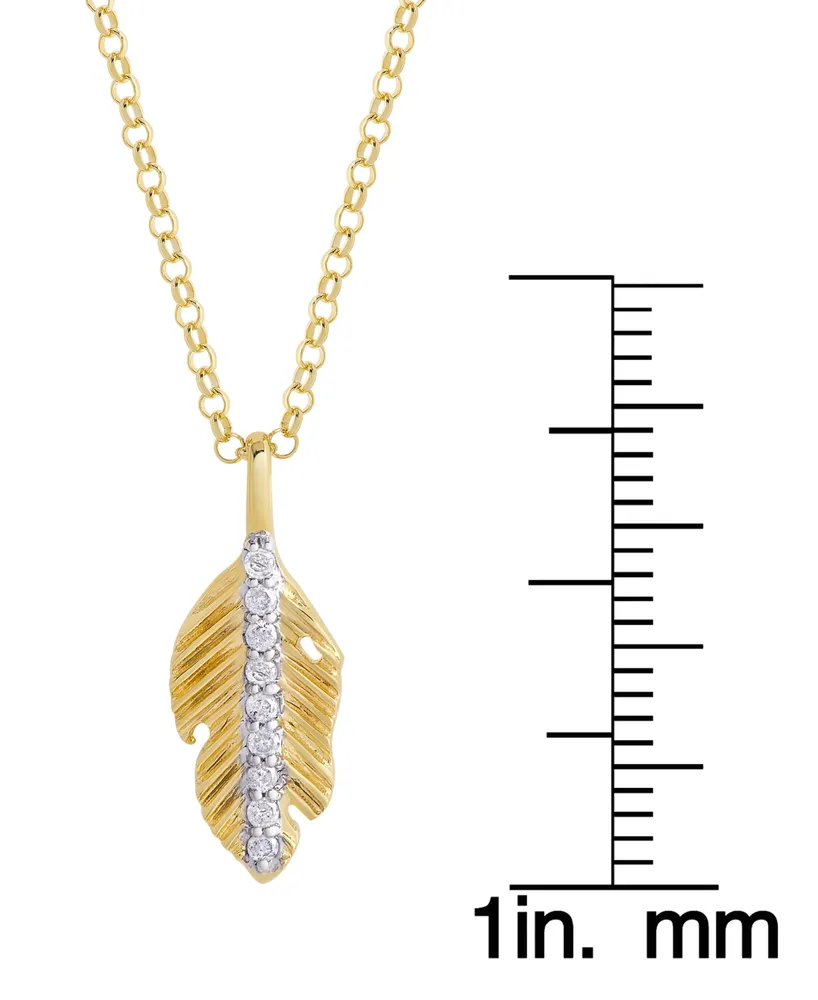 Diamond 1/10 ct. t.w. Leaf Pendant Necklace in 14K Yellow Gold over Sterling Silver