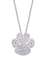 Diamond 1/4 ct. t.w. Paw Print Pendant Necklace in Sterling Silver