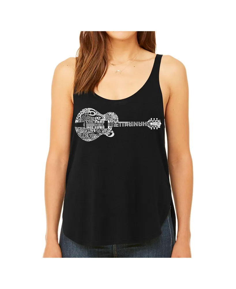 La Pop Art Women's Premium Word Flowy Tank Top- Country Guitar