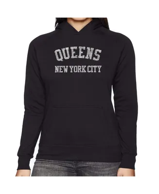 La Pop Art Women's Word Hooded Sweatshirt -Popular Neighborhoods Queens, Ny