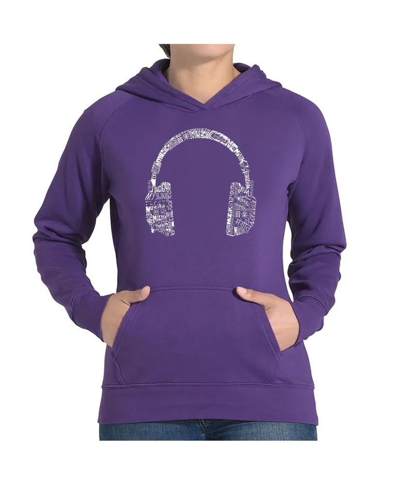 La Pop Art Women's Word Hooded Sweatshirt -Headphones - Languages
